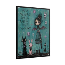 Load image into Gallery viewer, Gothic Bat Wing Fairy Art Print – "Life Is Beautiful When You Dare To See It Your Way" Teal Wall Decor