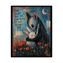 Load image into Gallery viewer, Rolled Poster — "Love Doesn't Ask For Conditions" Cute Fox & Bunny Art Print