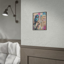 Load image into Gallery viewer, "Challenges Don't Break You" Blue Owl Wall Art | Whimsical Bird Print