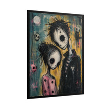 Load image into Gallery viewer, "Eternal Hearts" Gothic Couple Canvas Art – Emo Skeleton Wall Decor