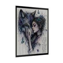 Load image into Gallery viewer, Wolf & Woman Art Poster — "You Don't Find Them By Accident" Inspirational Wall Art