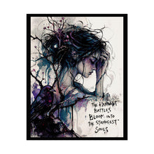 Load image into Gallery viewer, Rolled Poster — 'The Hardest Battles Bloom' Watercolor Portrait Art Print