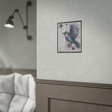 Load image into Gallery viewer, Whimsical Blue Bird Art Poster – "Being Weird Isn’t a Flaw" Inspirational Wall Art