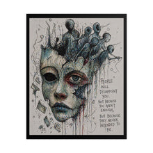 Load image into Gallery viewer, Rolled Poster — Surreal Mask Art with Quote “People Will Disappoint You”