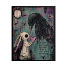 Load image into Gallery viewer, Poster — Cute Gothic Bunny & Crow Art Print with 'In Loving You...' Quote