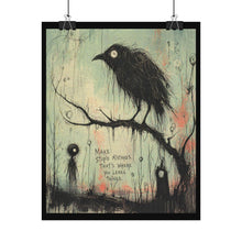 Load image into Gallery viewer, Gothic Crow Art Poster — "Make Stupid Mistakes" Motivational Wall Print
