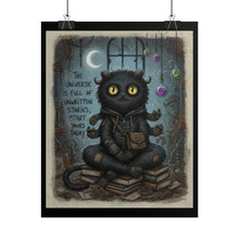 Load image into Gallery viewer, Mystic Cat Poster — "The Universe Is Full of Unwritten Stories, Start Yours Today"