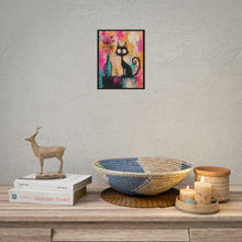 Load image into Gallery viewer, Rolled Poster — Whimsical Black Cat Art Print (Colorful Abstract, Cute Cat Wall Decor)