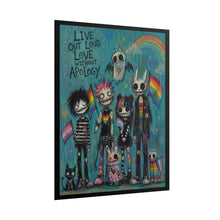 Load image into Gallery viewer, Gothic Emo Empowerment Pride Poster - "Live Out Loud, Love Without Apology"