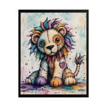 Load image into Gallery viewer, Whimsical Patchwork Lion Art Print – Cute Colorful Rainbow Mane Poster
