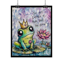 Load image into Gallery viewer, Inspirational Frog Poster — "You Are Capable of More Than You Know" Rolled Art Print
