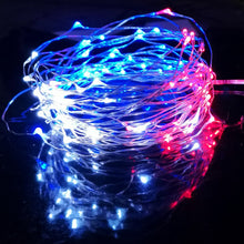 Load image into Gallery viewer, String Fairie light 35ft LED Red White Blue fairies string light copper-wire Dual power -USB or 2AA Battery  (minimum of 12)