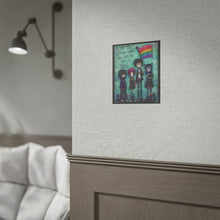 Load image into Gallery viewer, LGBTQ+ Pride Emo Subculture Art, Dark Teal Rainbow Flag Wall Decor, Edgy Teen Room Alt Poster