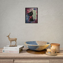 Load image into Gallery viewer, Rolled Poster — Cute Black Cat Holding Heart “I Fall In Love With You A Little More Every Day” Romantic Wall Art