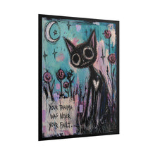Load image into Gallery viewer, Rolled Poster — 'Your Trauma Was Never Your Fault' Black Cat Art Print, Moody Cute Wall Decor for Healing & Mental Health Awareness