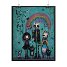 Load image into Gallery viewer, LGBTQIA+ Alternative Pride Poster, Spooky Cute Teal Wall Art, Horned Goth Character Print