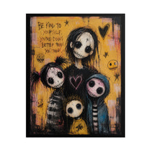 Load image into Gallery viewer, Whimsical Gothic Family Art Print – "Be Kind To Yourself, You're Doing Better Than You Think" Reminder Wall Decor