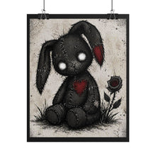 Load image into Gallery viewer, Rolled Poster — Gothic Cute Stitched Bunny with Heart & Rose Wall Art