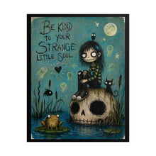 Load image into Gallery viewer, Be Kind to Your Strange Little Soul Poster — Cute Goth Skull Art Print