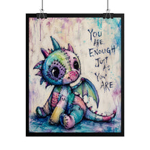 Load image into Gallery viewer, Creepy Cute Patchwork Dragon Art Print – "You Are Enough Just As You Are" Self-Love Wall Decor
