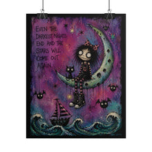 Load image into Gallery viewer, “Even the Darkest Nights” Gothic Moon Girl Art Print