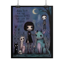 Load image into Gallery viewer, Rolled Poster – Gothic Cute Nightscape Art Print ("Make Room for the Strange Things")