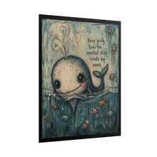 Load image into Gallery viewer, Rolled Poster — Cute Whale Art Print with Inspirational Quote: "Keep going, even the smallest steps create big waves"