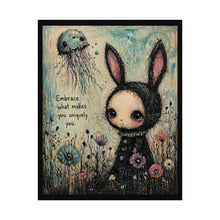 Load image into Gallery viewer, Rolled Poster — Cute Goth Bunny Art Print "Embrace What Makes You Uniquely You"