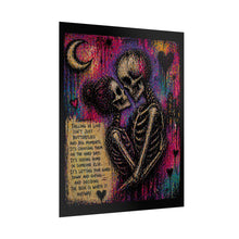 Load image into Gallery viewer, Rolled Poster — Gothic Skeleton Couple Love Art Print with Quote