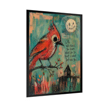 Load image into Gallery viewer, Inspiring Cardinal Art Poster — "Life Will Knock You Down" Rolled Wall Print