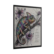 Load image into Gallery viewer, Chameleon Art Poster — "Weird Isn't a Weakness" Inspirational Rolled Poster