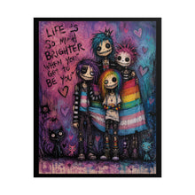 Load image into Gallery viewer, Trans Pride Emo Art Print, Vibrant Purple Gothic Multi-Flag Poster, Whimsical Dark Fantasy Room Decor