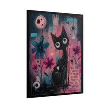 Load image into Gallery viewer, Rolled Poster — Whimsical Black Cat Art Print with Heart & Inspirational Quote