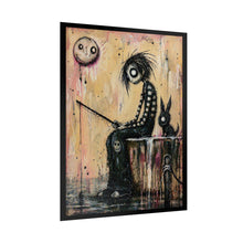 Load image into Gallery viewer, Rolled Poster — Gothic Cute Fishing Boy Art Print (Dark Whimsical Wall Decor)