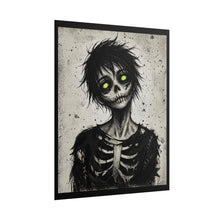 Load image into Gallery viewer, Horror Skeleton Poster — Neon-Eyed Gothic Art Rolled Poster