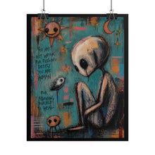 Load image into Gallery viewer, Rolled Poster — 'You Are Not Weak' Melancholic Art Print (Surreal Creature & Sun)