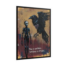 Load image into Gallery viewer, Rolled Poster — Gothic Raven & Skeleton Art Print: “Pain is Inevitable, Suffering is Optional”
