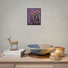 Load image into Gallery viewer, Spooky Cute Pastel Goth Friends under a Rainbow Poster - Colorful Identity Canvas Wall Decor