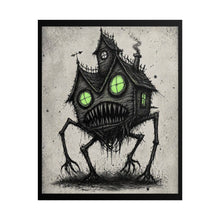 Load image into Gallery viewer, Rolled Poster — Haunted House Monster Art Print (Creepy Green Eyes)