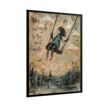 Load image into Gallery viewer, Rolled Poster — "Keep Holding On to the Good Parts" Whimsical Moonlit Swing Art Print