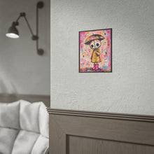 Load image into Gallery viewer, Cute Skeleton Girl Poster — Pink Raincoat & Ghosts Rolled Art Print