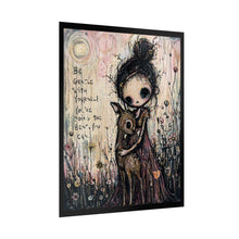 Load image into Gallery viewer, Rolled Poster – 'Be Gentle With Yourself' Whimsical Girl & Deer Art Print