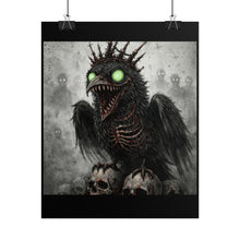 Load image into Gallery viewer, Horror Crow Monster Poster — Glowing Eyes Death Skull Art Print