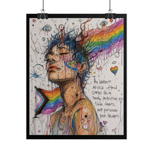 Load image into Gallery viewer, "Loudest Advice" Pride Art | Fine Line Sketch Progress Pride Flag Poster