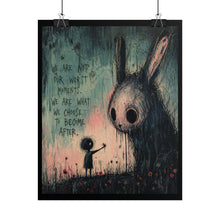 Load image into Gallery viewer, Rolled Poster — Moody Goth Bunny Art Print with Quote: “We Are Not Our Worst Moments”