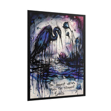 Load image into Gallery viewer, Rolled Poster — 'The Deepest Waters Make the Strongest Souls' Blue Heron Art Print