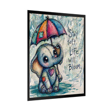 Load image into Gallery viewer, Elephant Art Poster – "Stay Soft, Life Will Bloom" Cute Nursery Wall Decor