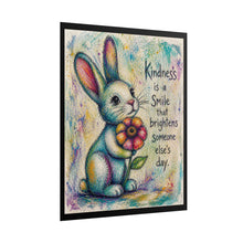 Load image into Gallery viewer, Kindness Bunny Poster — "Kindness is a Smile that Brightens Someone Else's Day" Rolled Art Print