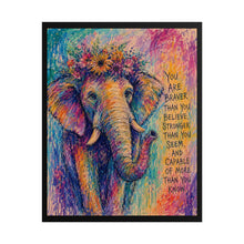 Load image into Gallery viewer, Impressionist Colorful Elephant Art Print – "You Are Braver Than You Believe, Stronger Than You Seem..." Affirmation Wall Decor