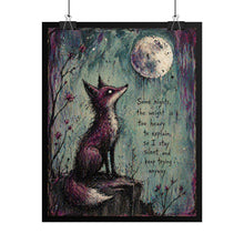 Load image into Gallery viewer, Rolled Poster — Whimsical Fox Moon Art Print with Inspirational Quote